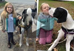 Menina com síndrome rara aprende a andar com ajuda de cachorro